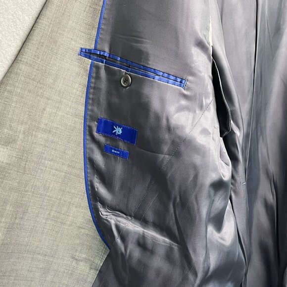 Egara Mens 100% Wool Slim Fit Blazer Jacket Gray Size 48R - Picture 6 of 9